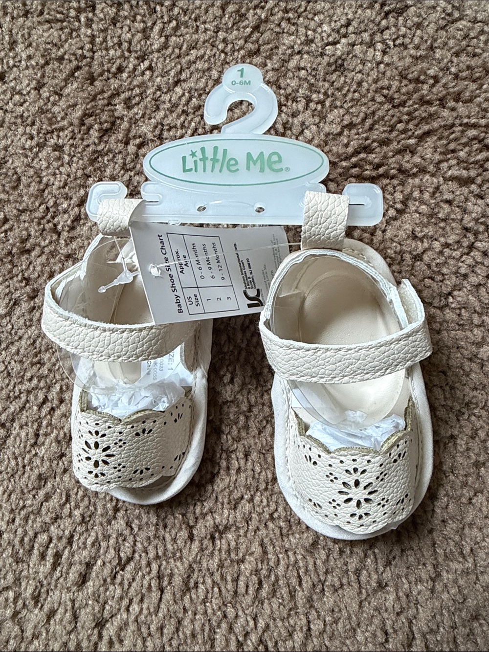 Little Me Cream Floral Cutout Baby Sandals